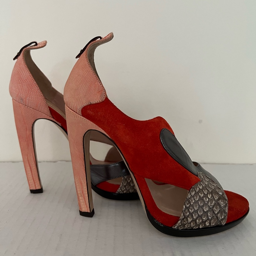 Reed Krakoff Suede and Snakeskin Sandals